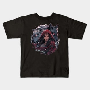 Witchy Red Riding Hood and Her Wolves Kids T-Shirt